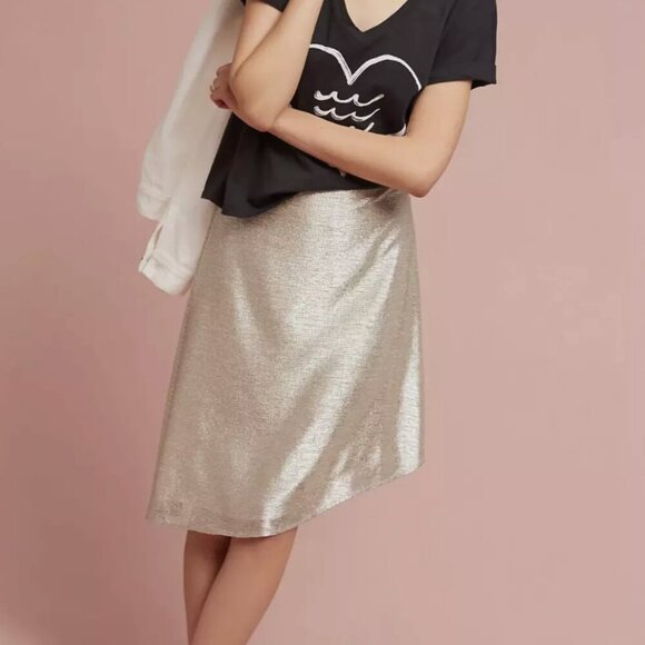 NWT Anthropologie Marcia Metallic Skirt by ISLA MAUDE - Picture 1 of 6